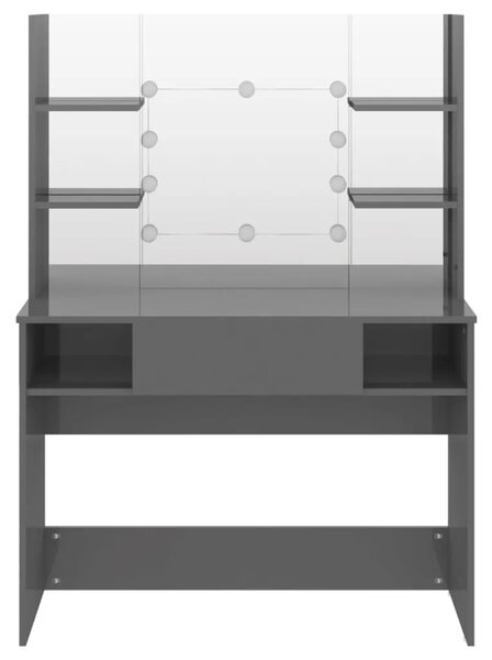 Stolić za šminkanje LED 100 x 40 x 135 cm MDF sjajni sivi - Sjajna siva 1 Sjajna siva