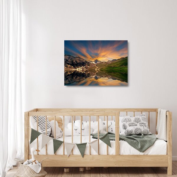 Staklena slika - Odsjaj u planinskom jezeru (70x50 cm)
