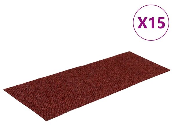 Prostirke za stepenice samoljepljive 15 kom 60x25 cm bordo crvene pravokutne - Bordo crvena 60 x 25 cm 15 Bordo crvena