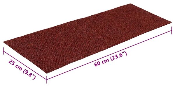 Prostirke za stepenice samoljepljive 15 kom 60x25 cm bordo crvene pravokutne - Bordo crvena 60 x 25 cm 15 Bordo crvena