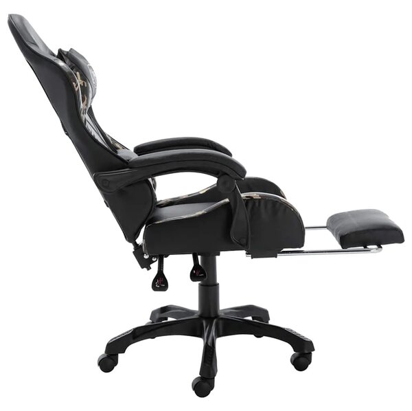 Gaming stolica od umjetne kože s osloncem za noge crna-maskirna - 1 Sa naslonom za noge Sa naslonom za noge