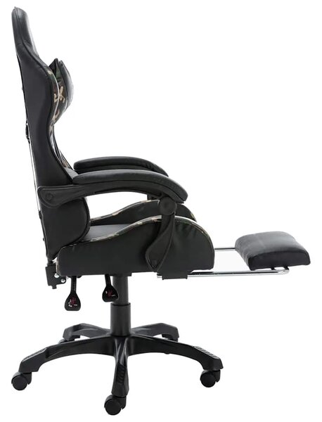 Gaming stolica od umjetne kože s osloncem za noge crna-maskirna - 1 Sa naslonom za noge Sa naslonom za noge