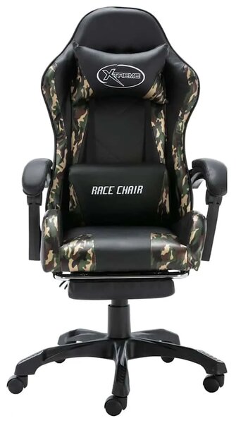 Gaming stolica od umjetne kože s osloncem za noge crna-maskirna - 1 Sa naslonom za noge Sa naslonom za noge