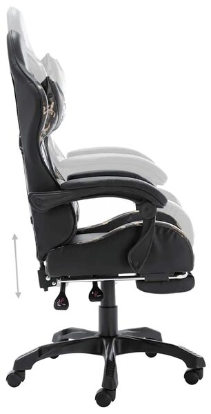 Gaming stolica od umjetne kože s osloncem za noge crna-maskirna - 1 Sa naslonom za noge Sa naslonom za noge