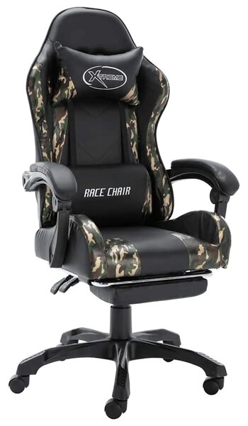 Gaming stolica od umjetne kože s osloncem za noge crna-maskirna - 1 Sa naslonom za noge Sa naslonom za noge