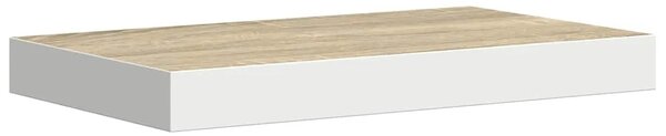Plutajuće zidne police 2 kom hrast i bijele 50x23 5x3 8 cm MDF - Boja hrasta i bijela 50 x 23.5 x 3.8 cm 2 1