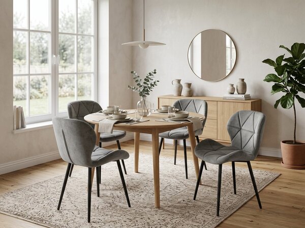 Jídelna stolica MANGO VELVET s crnim nogama, siva