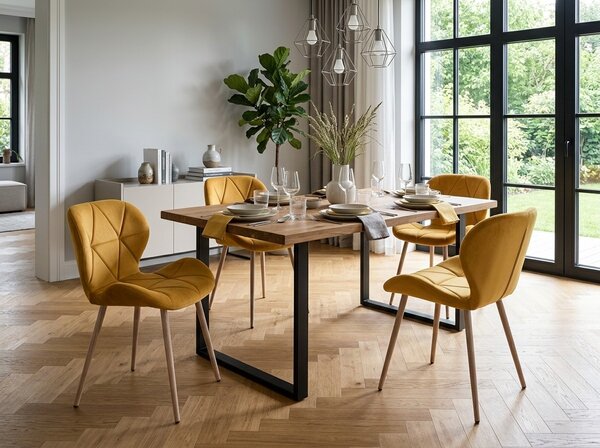 Stolica za blagovaonicu MANGO VELVET, senf boje