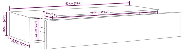 Zidna polica s ladicom bijela 60 x 23 5 x 10 cm MDF - Bijela 60 x 23.5 x 10 cm 1 1