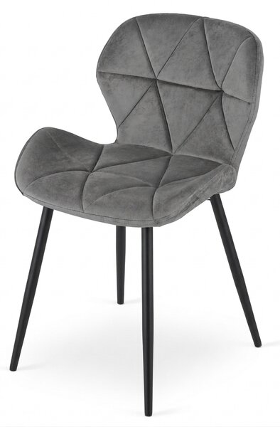 Jídelna stolica MANGO VELVET s crnim nogama, siva