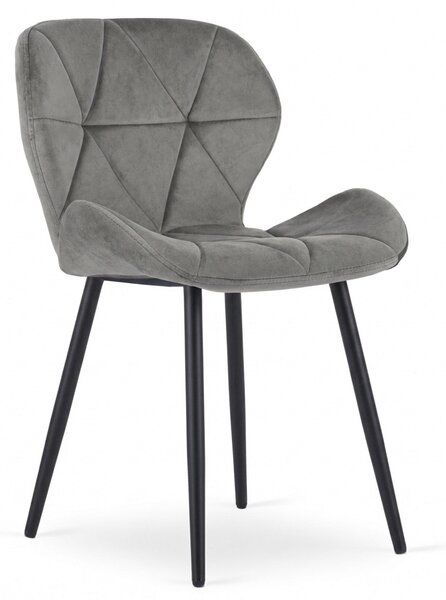 Jídelna stolica MANGO VELVET s crnim nogama, siva