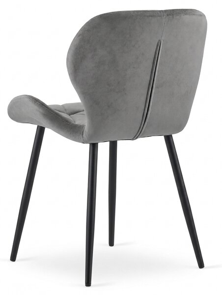 Jídelna stolica MANGO VELVET s crnim nogama, siva