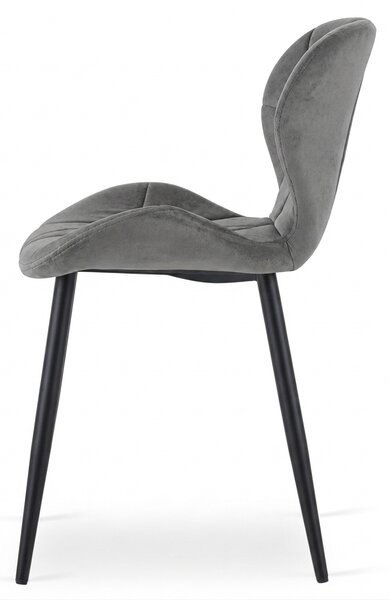 Jídelna stolica MANGO VELVET s crnim nogama, siva
