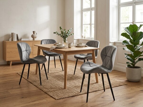 Jídelna stolica MANGO VELVET s crnim nogama, siva