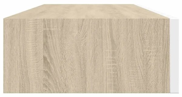 Zidne police s ladicama 2 kom. hrast i bijela 60x23 5x10 cm MDF - Boja hrasta i bijela 60 x 23.5 x 10 cm 2 1