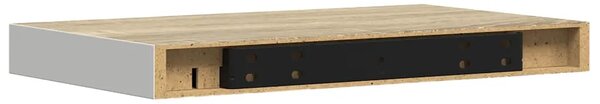 Plutajuće zidne police 2 kom hrast i bijele 50x23 5x3 8 cm MDF - Boja hrasta i bijela 50 x 23.5 x 3.8 cm 2 1