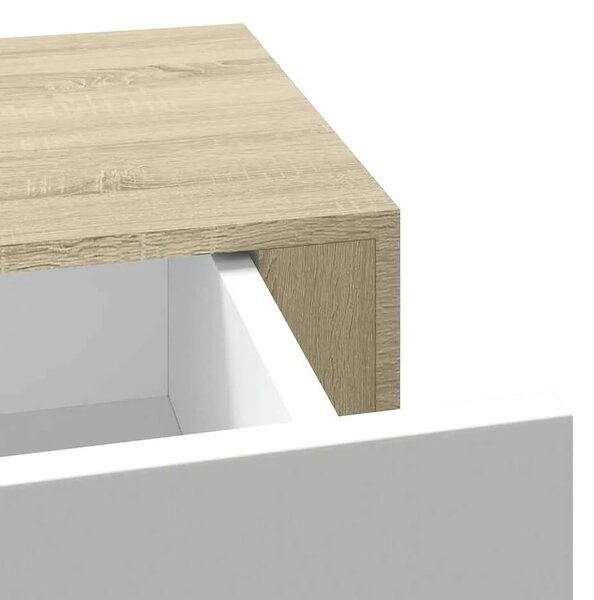 Zidne police s ladicama 2 kom. hrast i bijela 60x23 5x10 cm MDF - Boja hrasta i bijela 60 x 23.5 x 10 cm 2 1