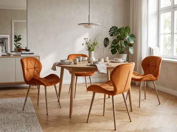 Blagovaonska stolica MANGO VELVET, terakota