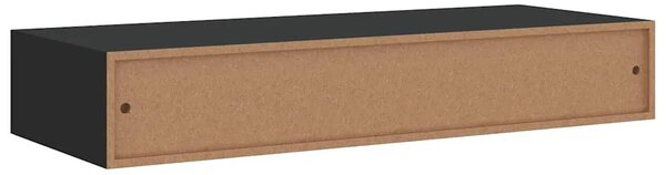 Zidne police s ladicom 2 kom crne 60 x 23 5 x 10 cm MDF - Crna 60 x 23.5 x 10 cm 2 1