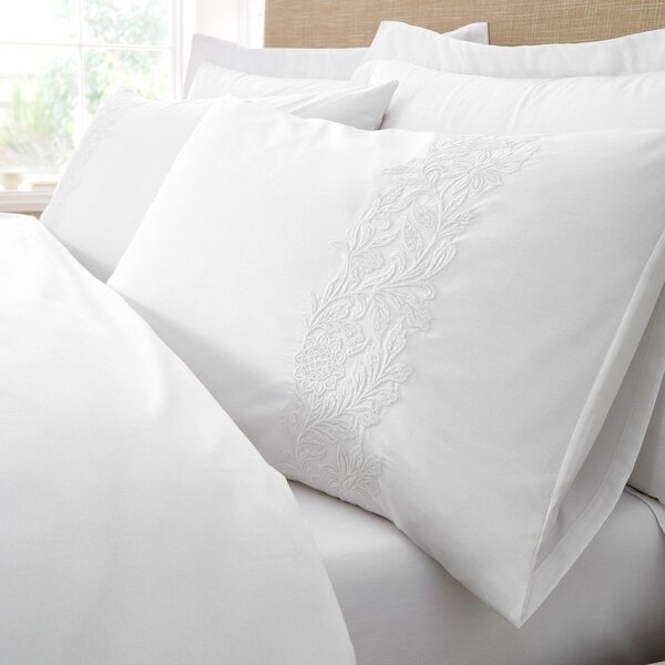 Bijela pamučna posteljina za bračni krevet 200x200 cm Embroidery Floral – Bianca