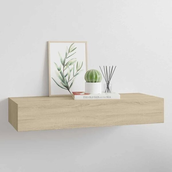 Zidna polica s ladicom boja hrasta 60 x 23 5 x 10 cm MDF - Boja hrasta 60 x 23.5 x 10 cm 1 1