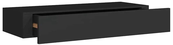 Zidne police s ladicom 2 kom crne 60 x 23 5 x 10 cm MDF - Crna 60 x 23.5 x 10 cm 2 1
