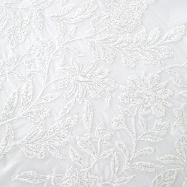 Bijela pamučna posteljina za bračni krevet 200x200 cm Embroidery Floral – Bianca