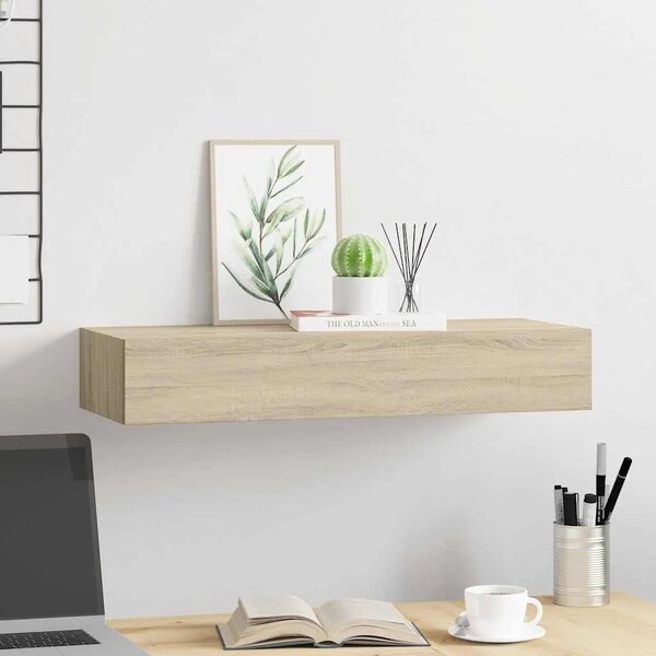 Zidna polica s ladicom boja hrasta 60 x 23 5 x 10 cm MDF - Boja hrasta 60 x 23.5 x 10 cm 1 1
