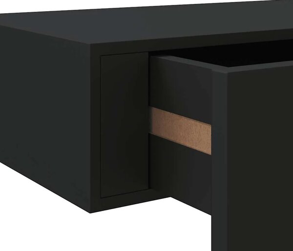 Zidne police s ladicom 2 kom crne 60 x 23 5 x 10 cm MDF - Crna 60 x 23.5 x 10 cm 2 1