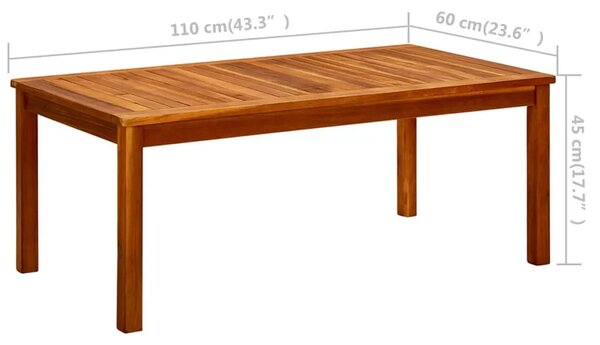 Vrtni stolić za kavu 110 x 60 x 45 cm masivno bagremovo drvo - Smeđa 110 x 60 x 45 cm 1 110 x 60 x 45 cm