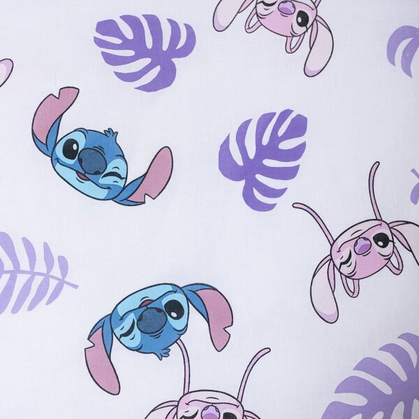 Ljubičasta pamučna dječja posteljina za krevet za jednu osobu 140x200 cm Lilo and Stitch "Kiss" – Jerry Fabrics
