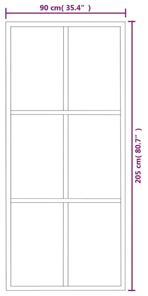Staklena klizna vrata ESG i aluminija 90 x 205 cm crna - 90 x 205 cm 1 Rešetke 3 x 2 90 x 205 cm