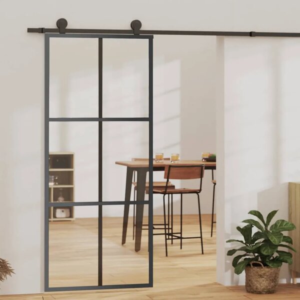 Staklena klizna vrata ESG i aluminija 90 x 205 cm crna - 90 x 205 cm 1 Rešetke 3 x 2 90 x 205 cm