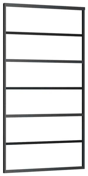 Staklena klizna vrata ESG i aluminija 102 x 205 cm crna - 102 x 205 cm 1 5 vodoravnih šipki 102 x 205 cm