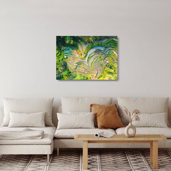 Staklena slika rižinih polja iz ptičje perspektive (70x50 cm)