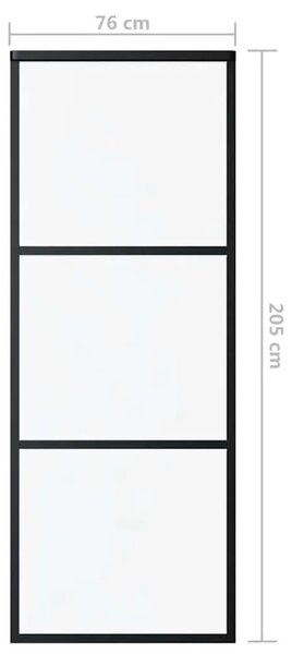 Klizna vrata s 3 panela od stakla ESG i aluminija 76 x 205 cm crna - 76 x 205 cm 1 2 vodoravne šipke 76 x 205 cm