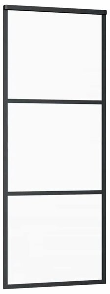 Klizna vrata s 3 panela od stakla ESG i aluminija 76 x 205 cm crna - 76 x 205 cm 1 2 vodoravne šipke 76 x 205 cm