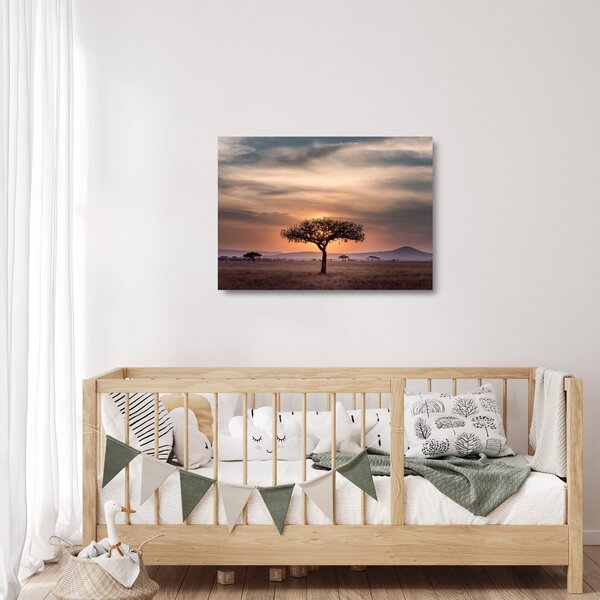 Staklena slika zalaska sunca u Tanzaniji (70x50 cm)