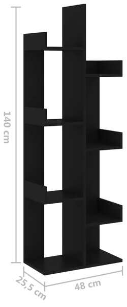 Ormarić za knjige crni 48 x 25 5 x 140 cm konstruirano drvo - Crna 1 48 cm Crna