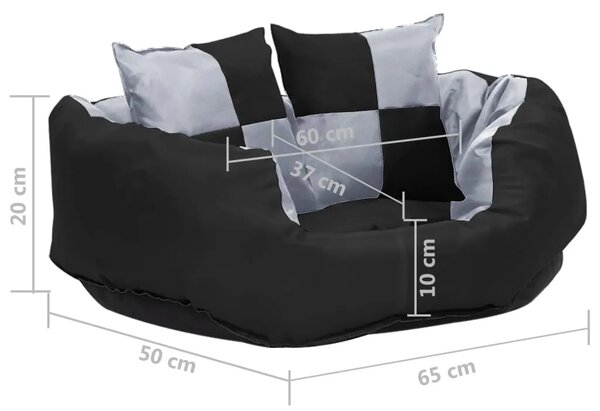 Dvostrani perivi jastuk za pse sivo-crni 65 x 50 x 20 cm - Siva i crna 65 x 50 x 20 cm Siva i crna 65 x 50 x 20 cm