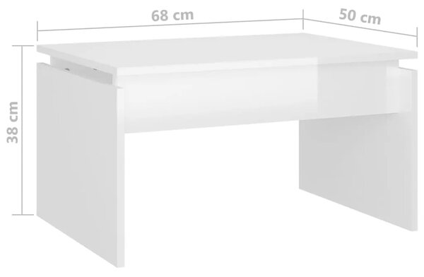 Stolić za kavu visoki sjaj bijeli 68x50x38 cm konstruirano drvo - Visoko sjajno bijela 1 Visoko sjajno bijela