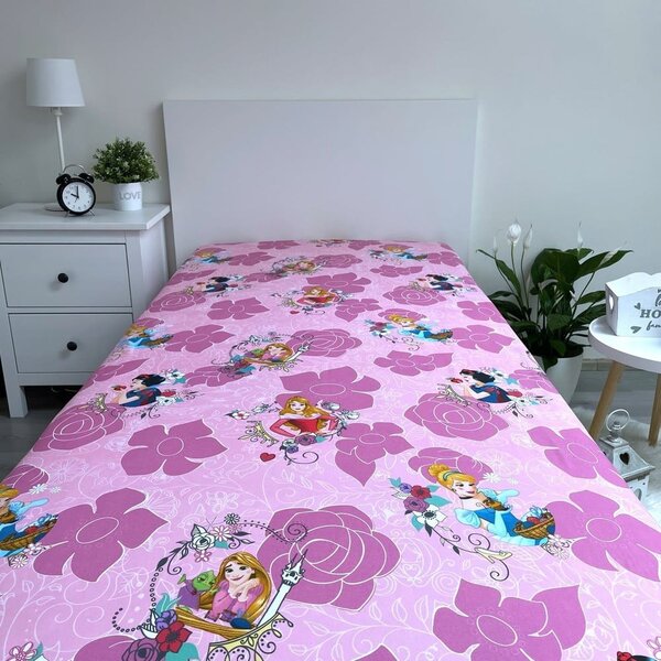 Ružičasta pamučna dječja plahta s gumom 90x200 cm The Pincesses "Pink" – Jerry Fabrics