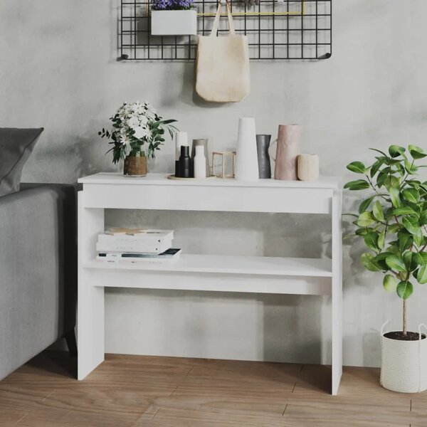 Konzolni stol bijeli 102 x 30 x 80 cm od konstruiranog drva - Bijela 1 102 cm Bijela