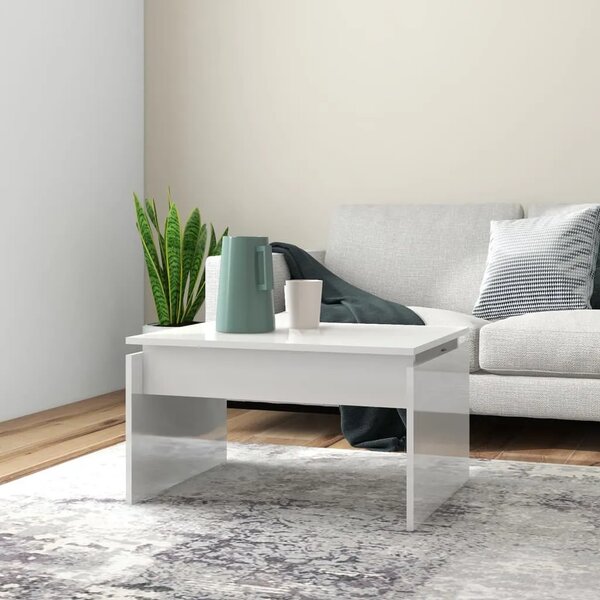 Stolić za kavu visoki sjaj bijeli 68x50x38 cm konstruirano drvo - Visoko sjajno bijela 1 Visoko sjajno bijela