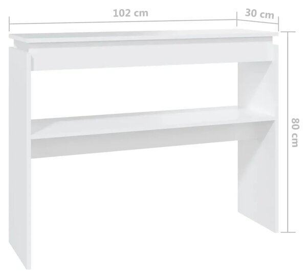 Konzolni stol bijeli 102 x 30 x 80 cm od konstruiranog drva - Bijela 1 102 cm Bijela