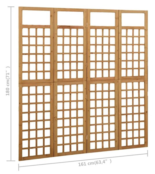 Paravan - Sobna pregrada / rešetka s 4 panela od jelovine 161 x 180 cm - Smeđa 161 x 180 cm 1 Smeđa