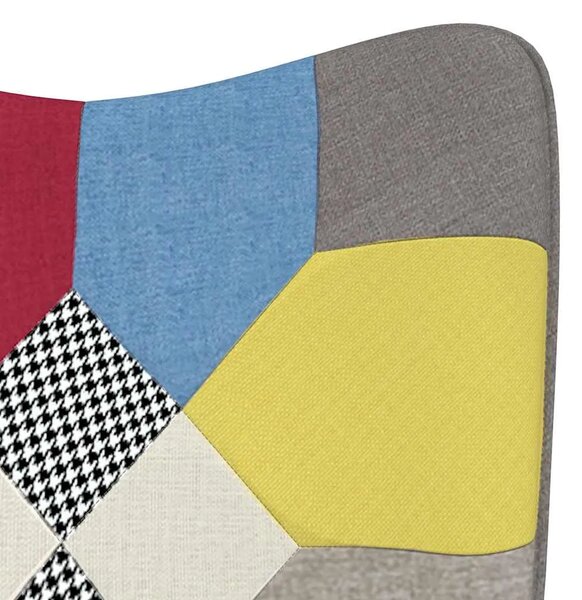 Stolica za opuštanje s osloncem za noge patchwork od tkanine - Siva 1 Sa naslonom za noge Siva