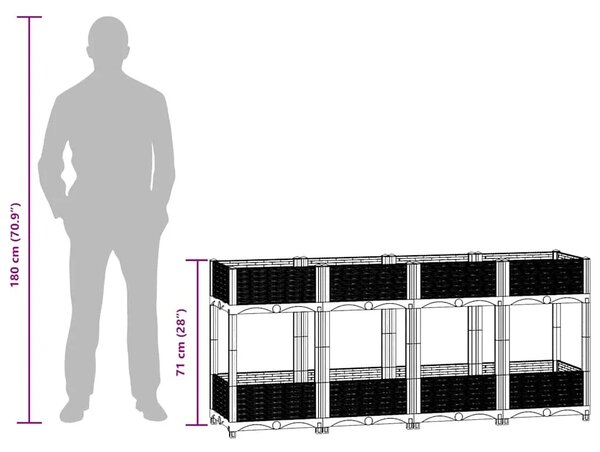 Povišena gredica 160 x 40 x 71 cm od polipropilena - Crna 160 x 40 x 71 cm 1 Crna