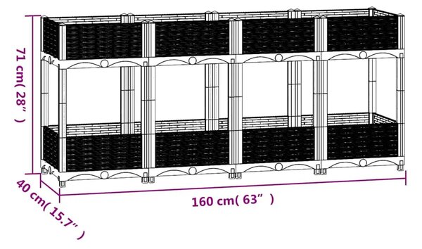 Povišena gredica 160 x 40 x 71 cm od polipropilena - Crna 160 x 40 x 71 cm 1 Crna