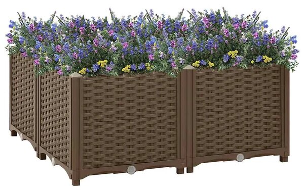 Povišena gredica 80 x 80 x 38 cm od polipropilena - Smeđa 80 x 80 x 38 cm 1 Smeđa